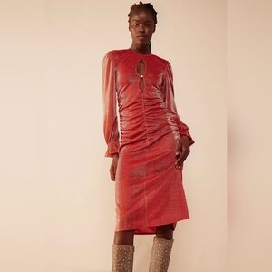 NWT Free People Selva Negra Shiny Rust Long Sleeve Dress XL